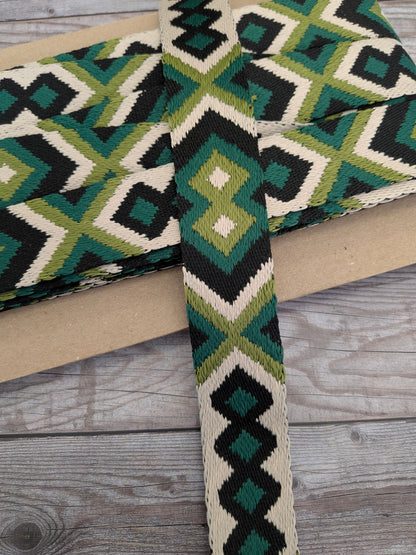 Green Tribal 38mm Webbing
