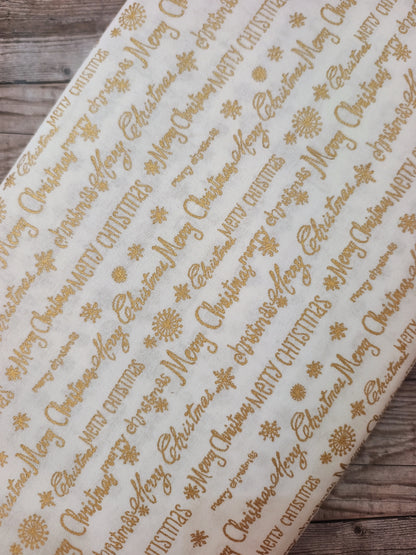 Merry Christmas on White Cotton