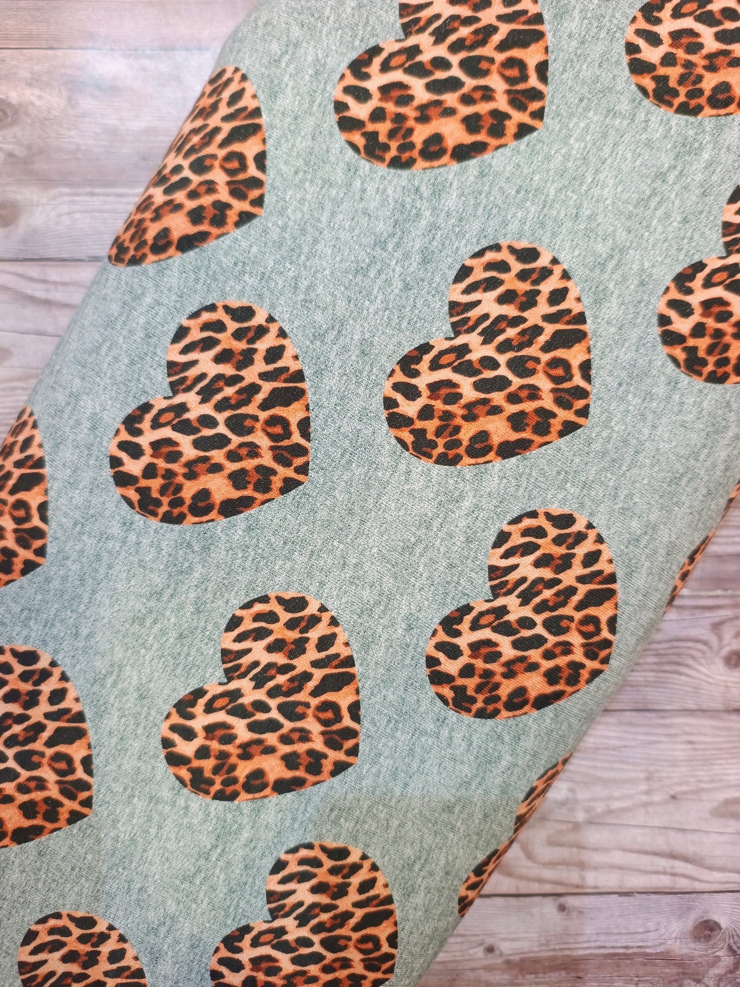 Leopard Hearts Brushed Back French Terry