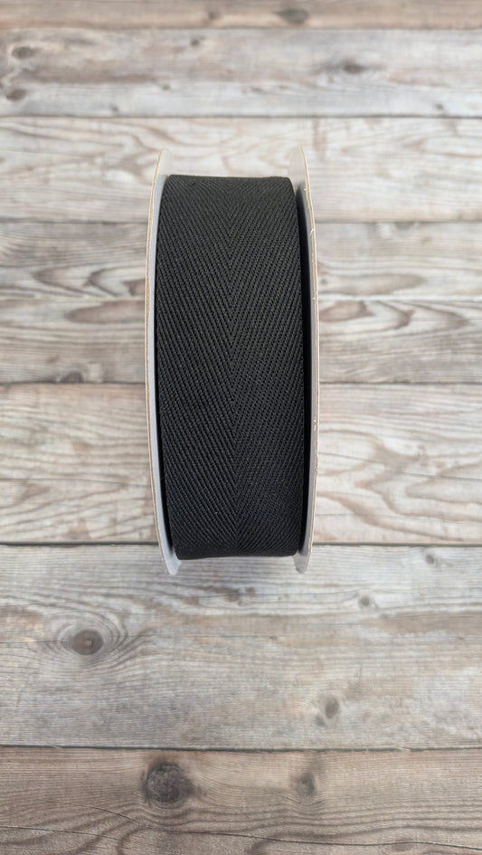 Black Herringbone Webbing 38mm