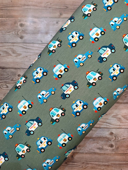 Police Cars Brushed Back French Terry