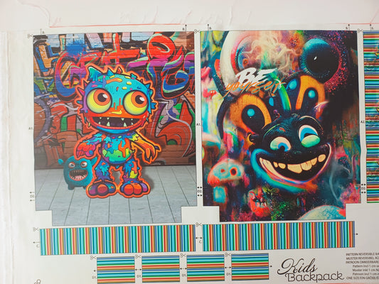 Monster Danger Canvas Childs Backpack Panel