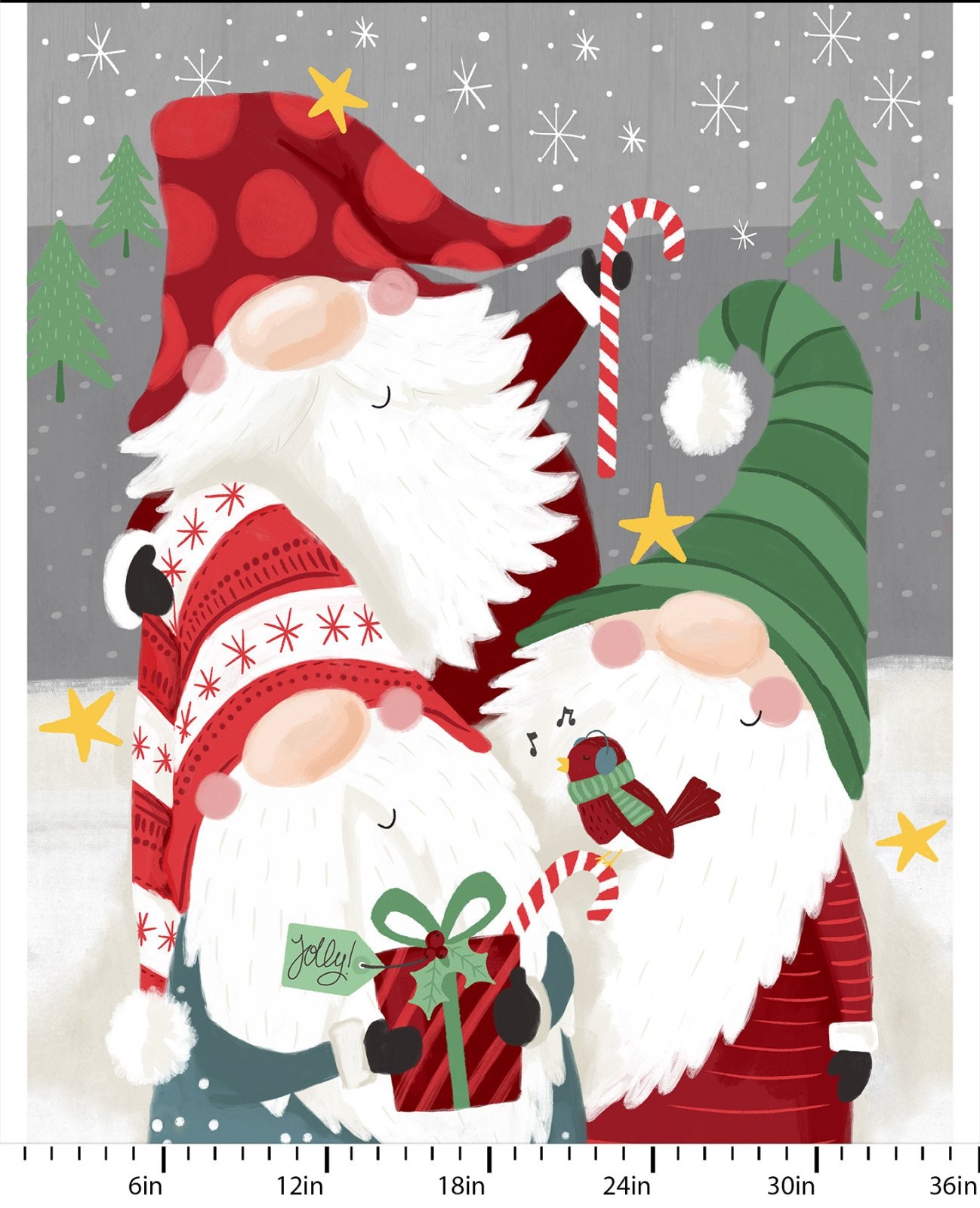 100% Cotton Gnome for Christmas Panel