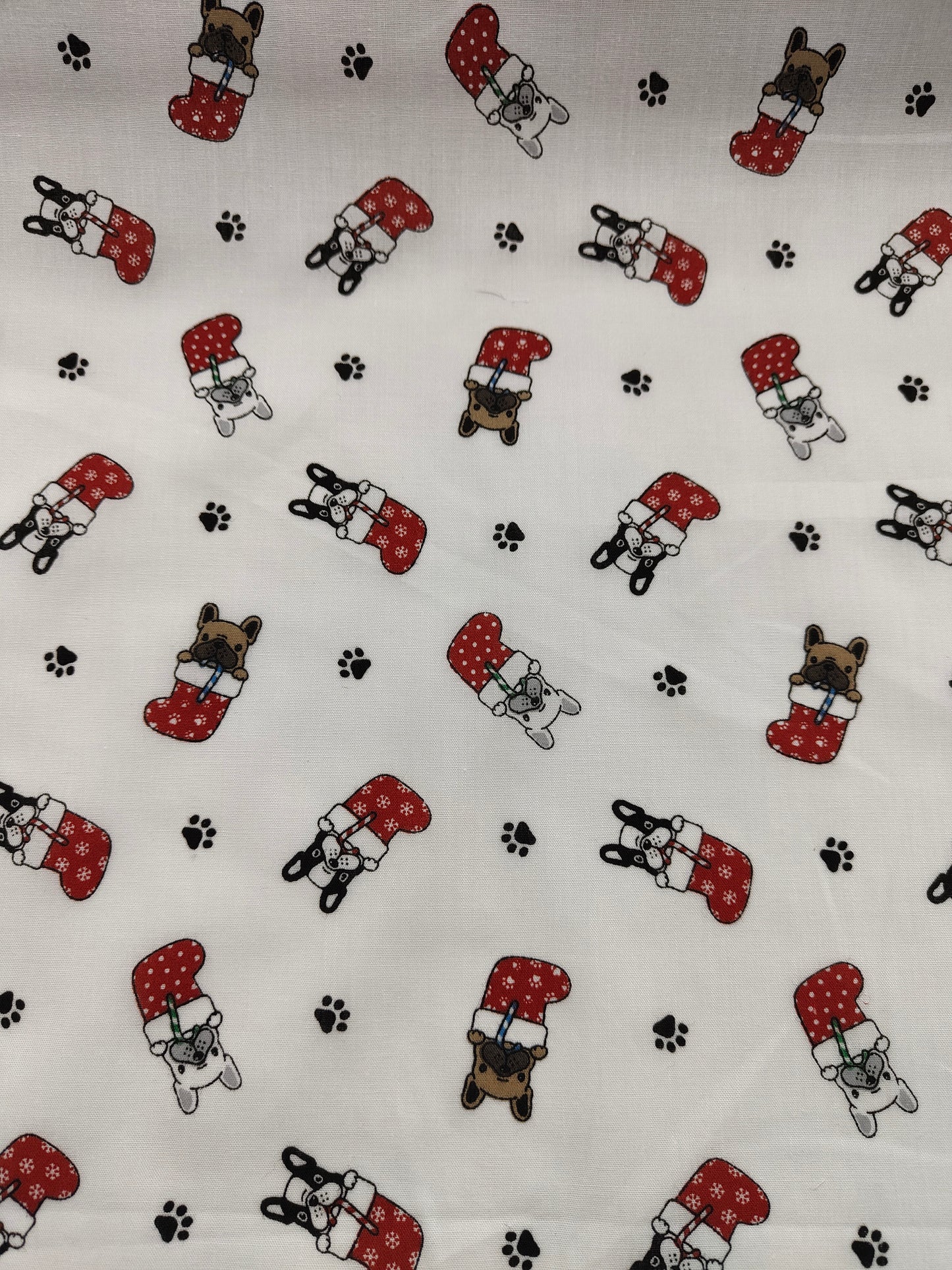 Bull Dog For Christmas Polycotton