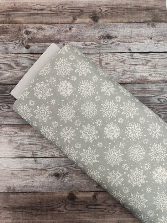 Silver Snowflakes Christmas Cotton