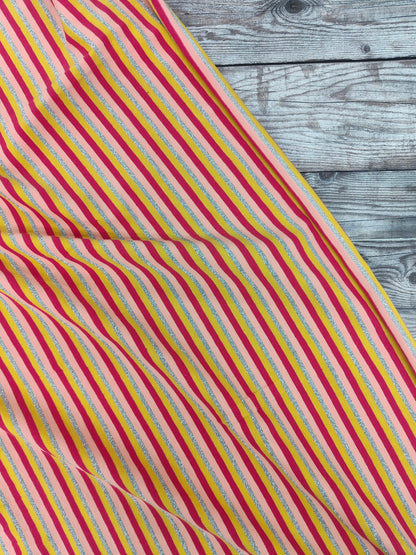 Pink Metallic Stripe Cotton Jersey 1.08m