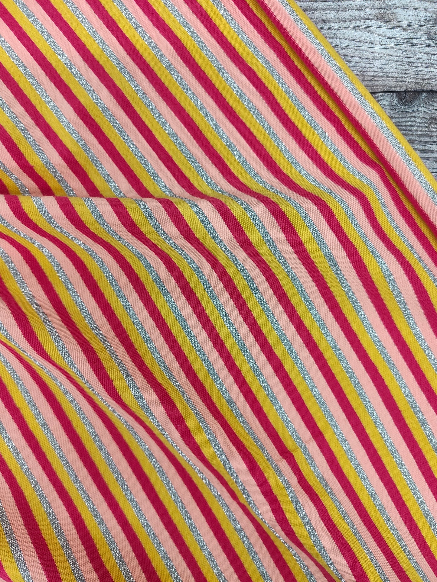 Pink Metallic Stripe Cotton Jersey