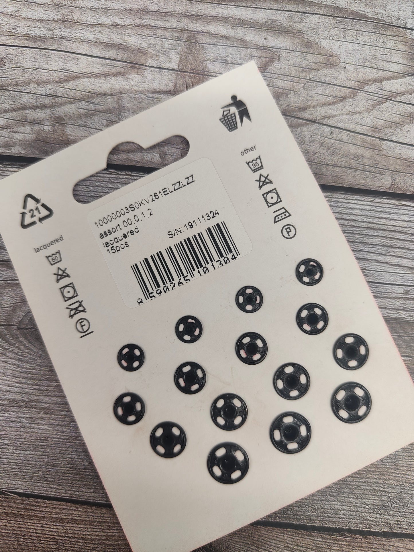 Assorted Size Snap Fasteners Black Sew-On