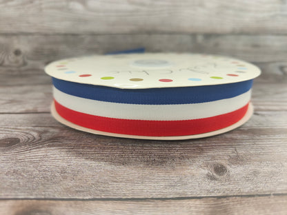Stripped Ribbon 25mm Red, White, Blue