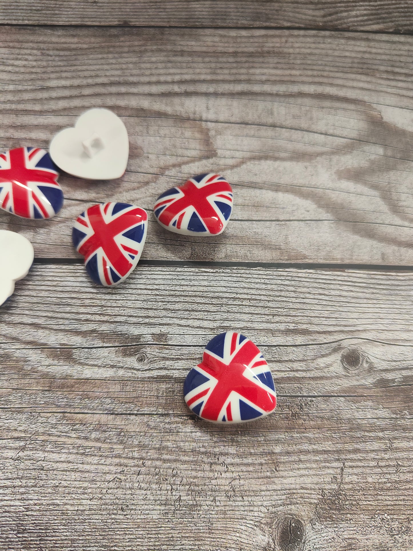 Union Jack Heart Shank Button