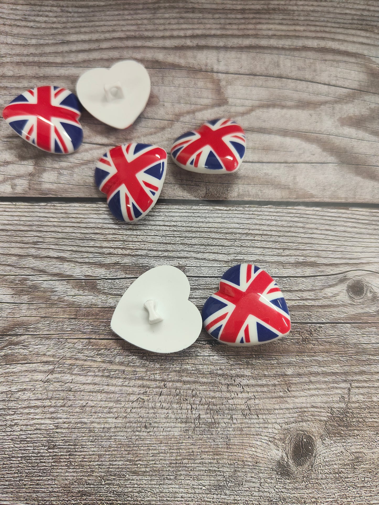 Union Jack Heart Shank Button