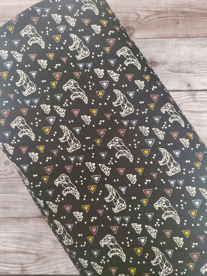Origami Polar Bear on Black Cotton Jersey
