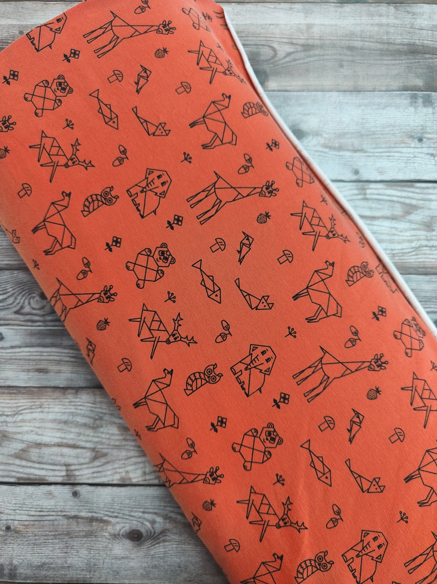 Origami Animals on Rust Cotton Jersey