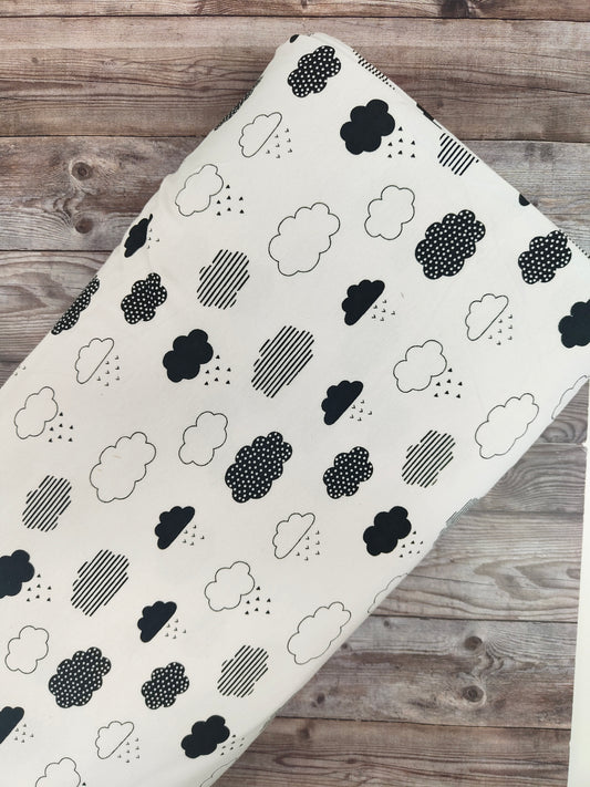 Black and White Clouds Cotton Jersey