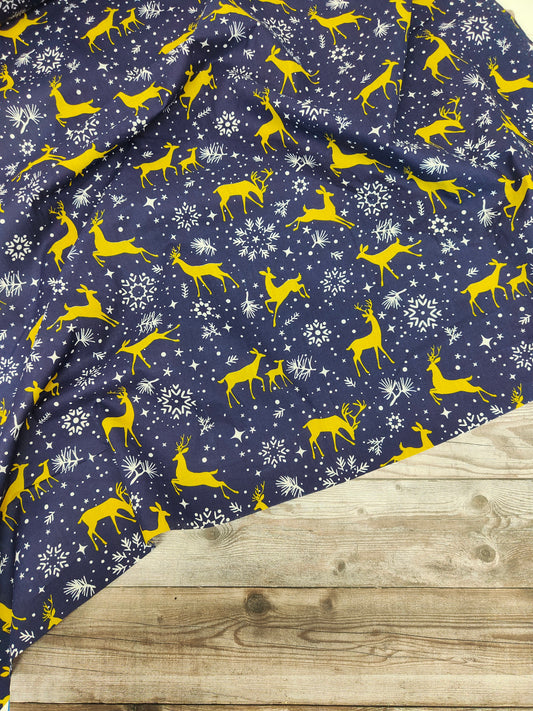 Prancing Reindeers Polycotton