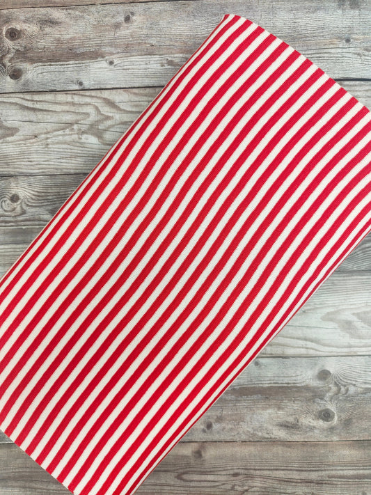 Red and White Stripe Tubular Cotton Ribbing Jersey