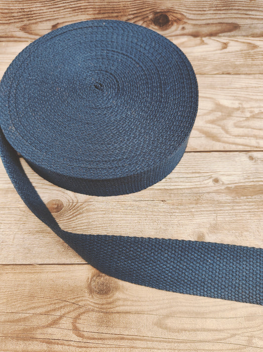 Dark Navy Cotton Basket Weave Webbing 30mm