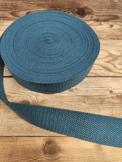 Steel Blue Cotton Basket Weave Webbing 30mm